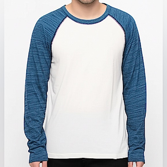 GAP White & Blue Baseball Raglan Long Sleeve Tee Shirt Size Large - Picture 1 of 7